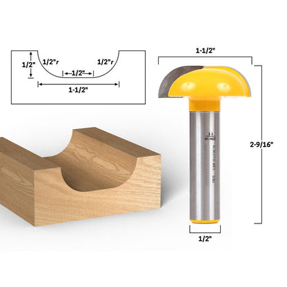 1 1/2" Cove Faux Panel CNC Cabinet Door Raised Panel 1/2" Shank Router Bit