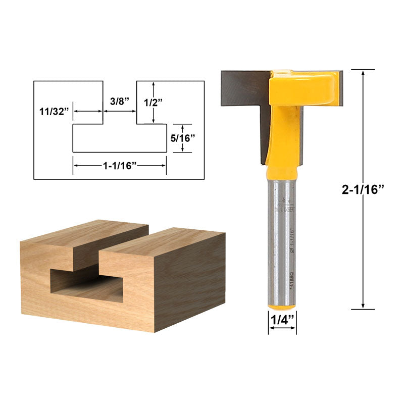 T Slot & T Track Slotting 1/4" Shank Router Bit