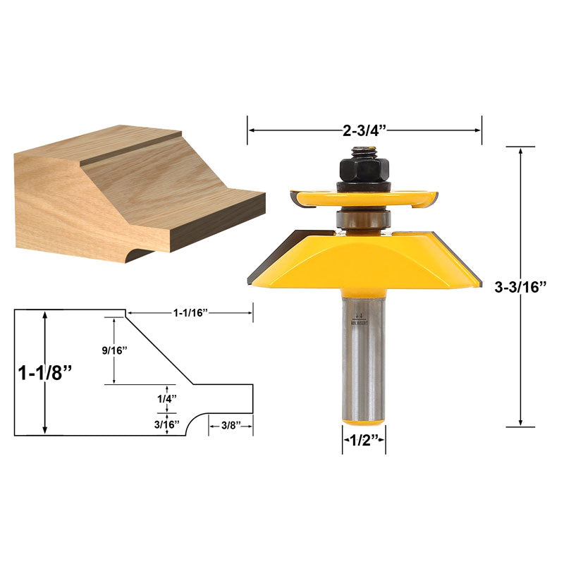 Raised Panel with Back cutter Bevel 2 3/4" Diameter Router Bit