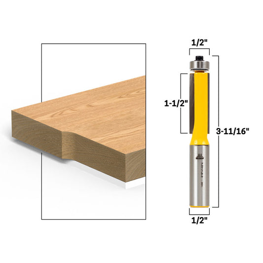 1 1/2" Height X 1/2" Diameter Flush Trim 1/2" Shank Router Bit