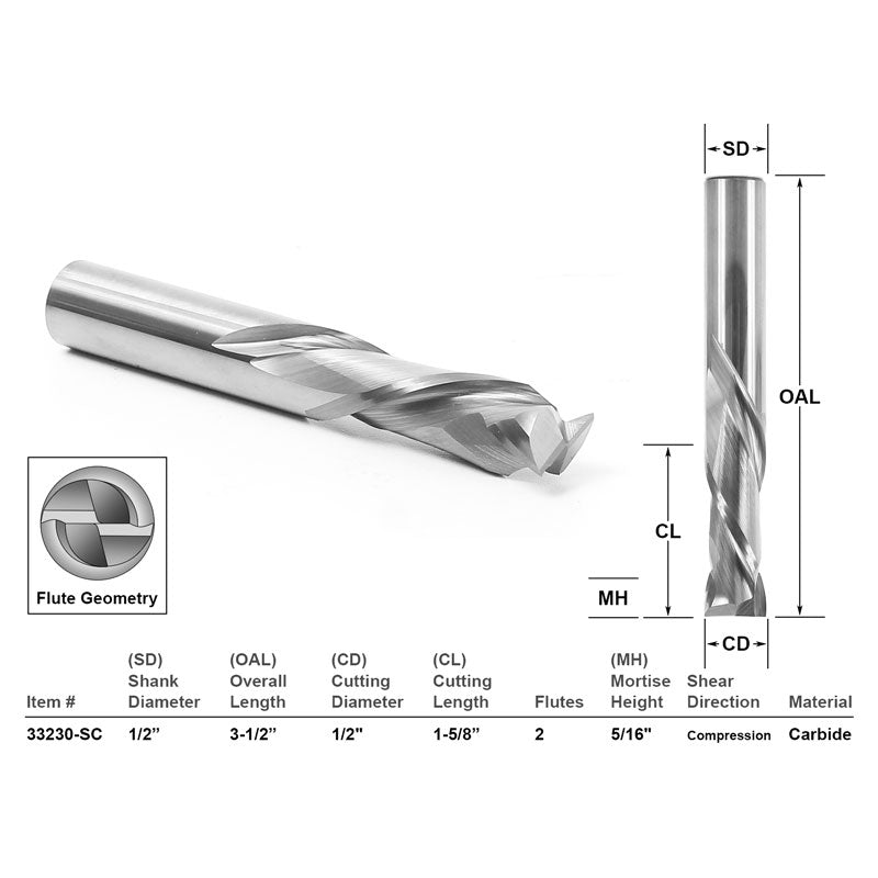 8 Bit Solid Carbide Endmill 1/4" & 1/2" Shank CNC Router Bit Set