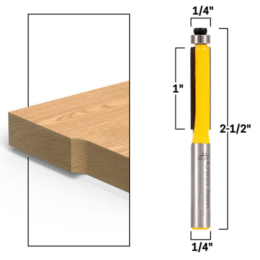 1" X 1/4" Flush Trim 1/4" Shank Router Bit