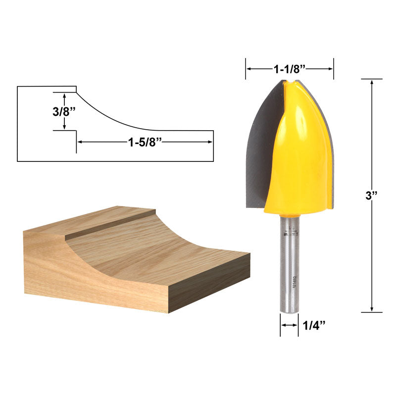 Cove Vertical Raised Panel 1/4" Shank Router Bit