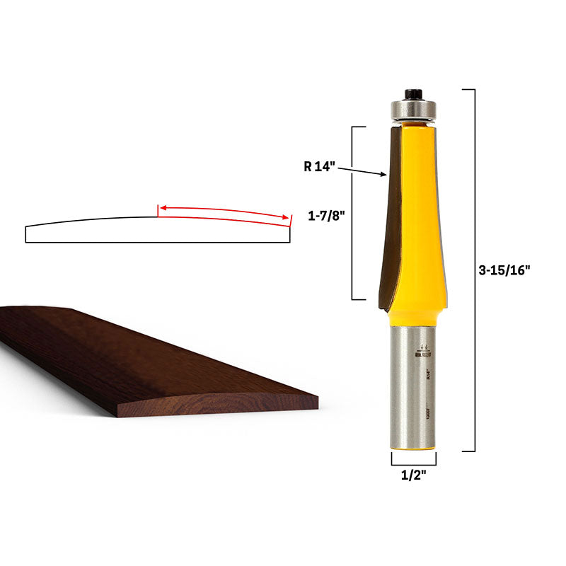 14" Radius Guitar Finger Board Radiusing 1/2" Shank Router Bit