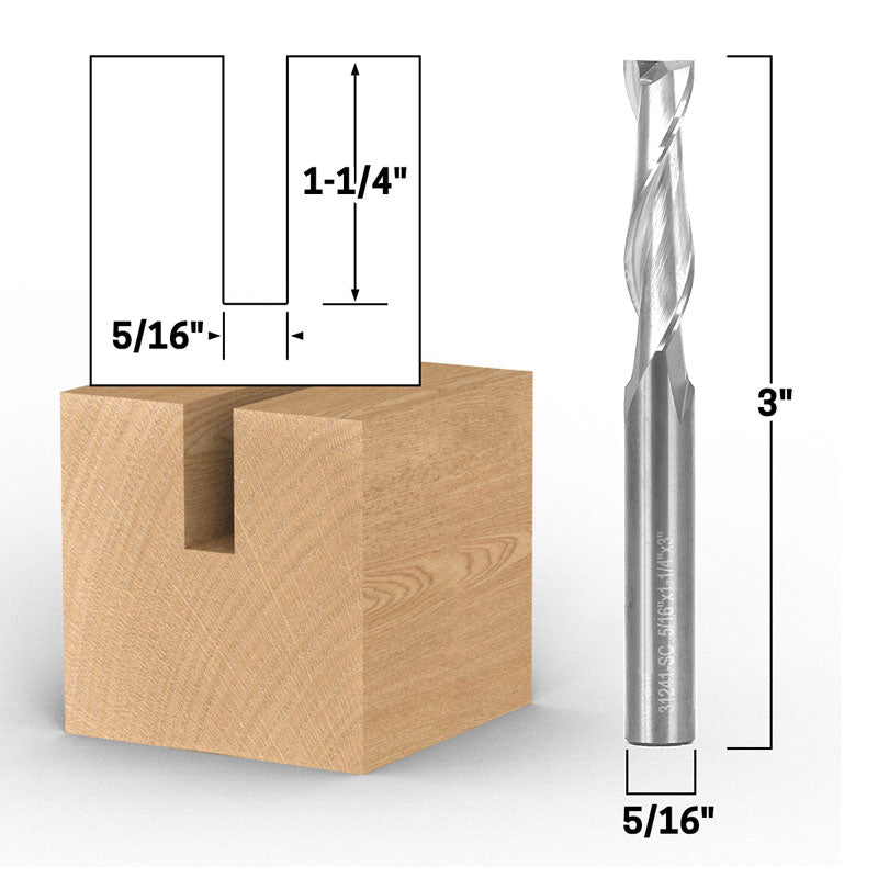 5/16" Dia. 2 Flute Upcut Spiral End Mill 5/16" Shank CNC Router Bit