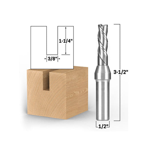 3/8" Dia. 3 Flute Downcut Spiral End Mill 1/2" Shank CNC Router Bit