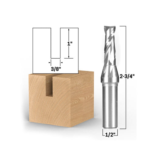 3/8" Dia. 2 Flute Upcut Spiral End Mill 1/2" Shank CNC Router Bit