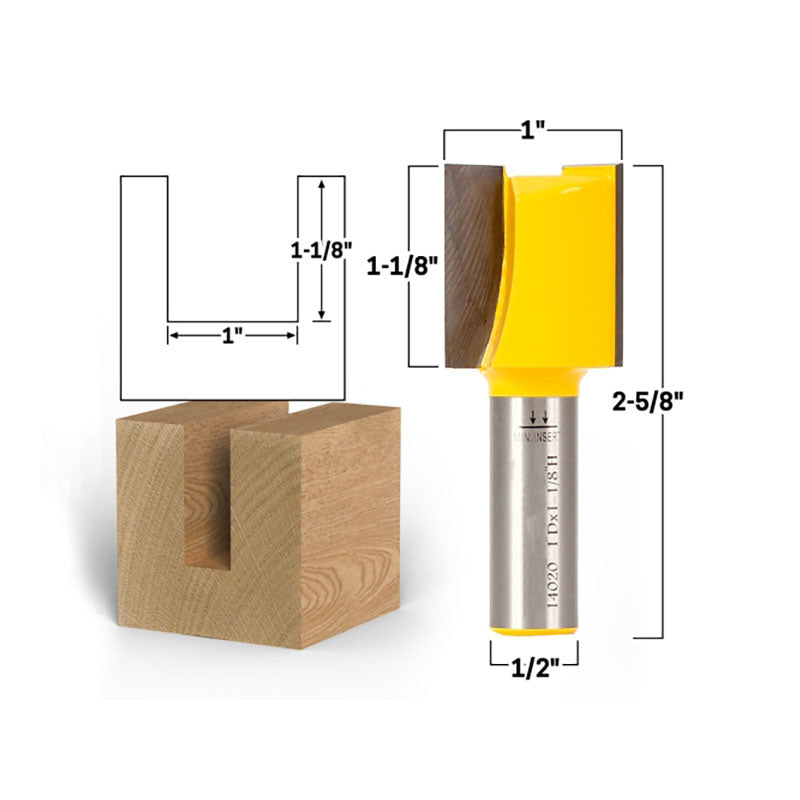 1" Diameter X 1 1/8" Height 1/2" Shank Straight Router Bit