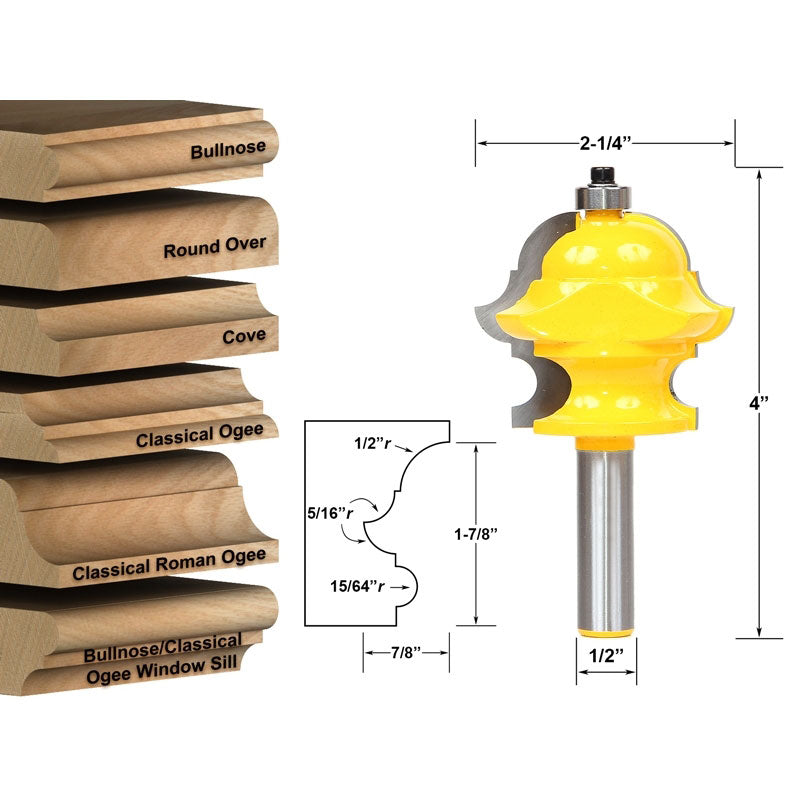 Multiform Multi Profile Molding 1/2" Shank Router Bit