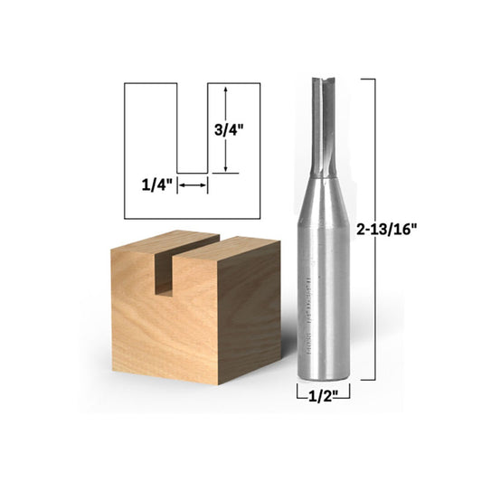 1/4" Diameter Solid Carbide Insert Straight 3 Flute 1/2" Shank 1/4" Diameter Router Bit