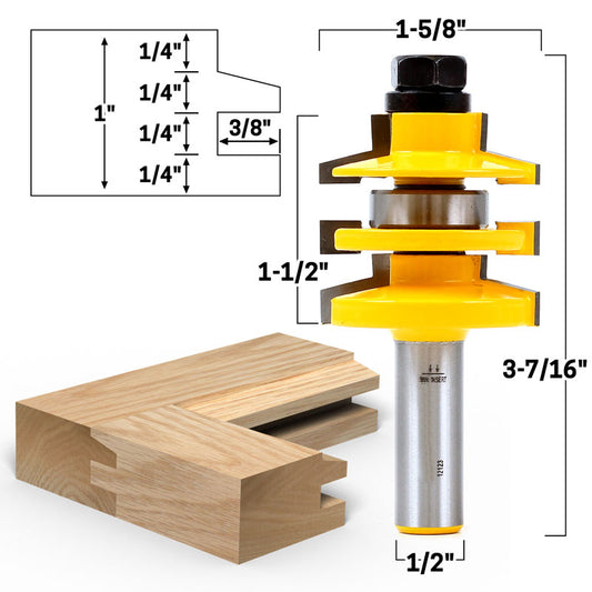 Bevel Stacked Rail and Stile 1/2" Shank Router Bit