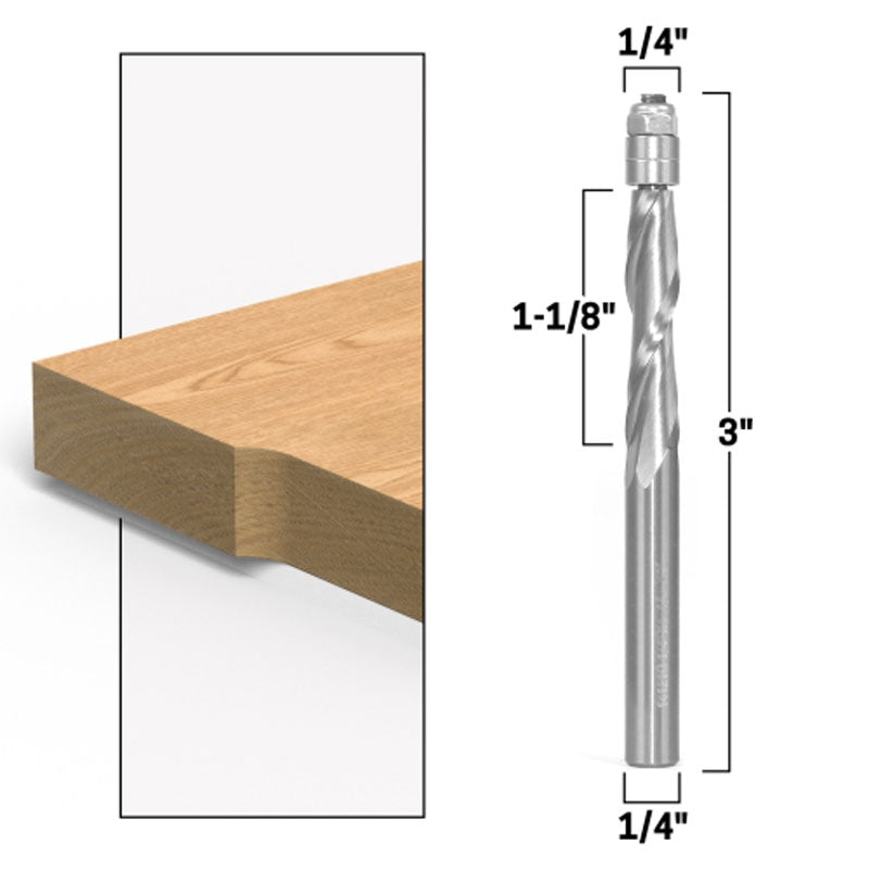 1/4" Up Cut Flush Trim Solid Carbide Spiral 1/4" Shank Router Bit