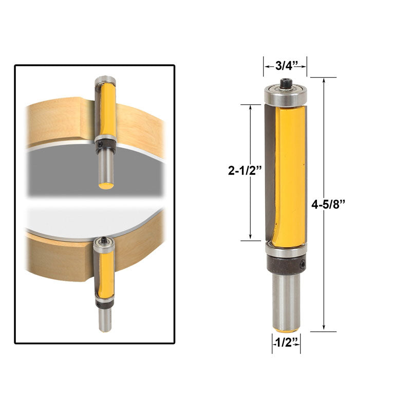 Pattern/Flush Trim Router Bit 2 1/2" Cutter Top & Bottom Bearing