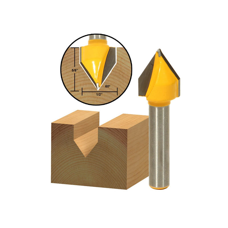 60° 1/2"W X 5/8"H 1/4" Shank V Groove Router Bit