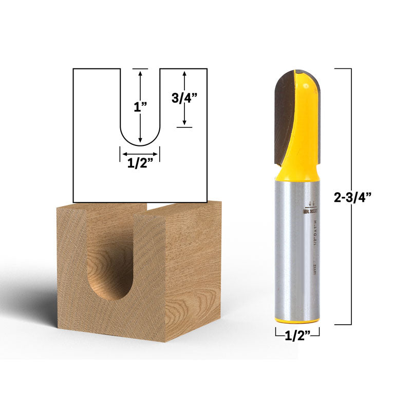 1/2" Diameter Core Box 1/2" Shank Router Bit