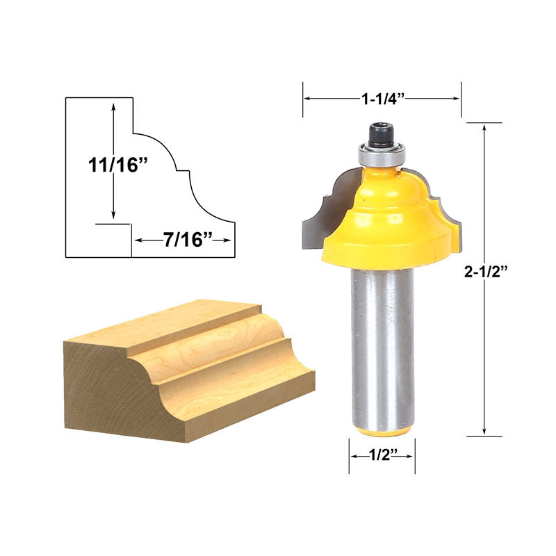 Double Roman Ogee Edging Medium 1/2" Shank Router Bit