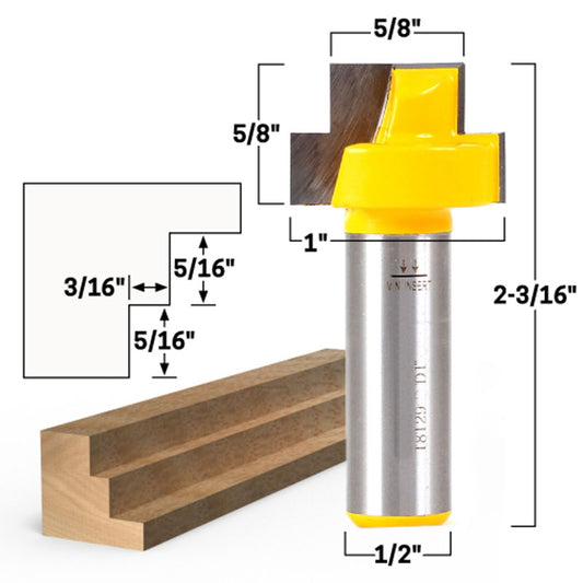 Stepped Rabbet 3/16" Glass 1/2" Shank Router Bit