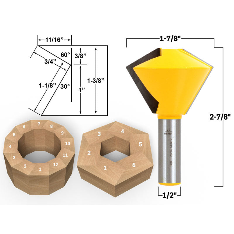 6 and 12 Sided Bird's Mouth 1/2" Shank Router Bit