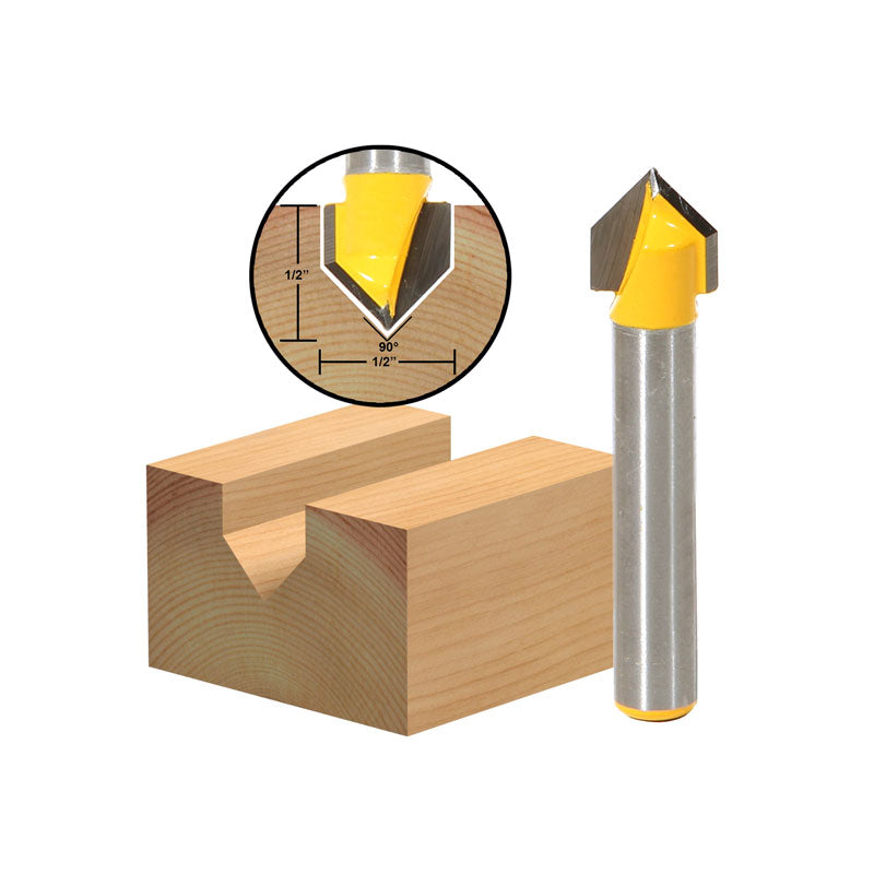 V Groove 1/4" Shank Router Bit Small 3 Bit Set