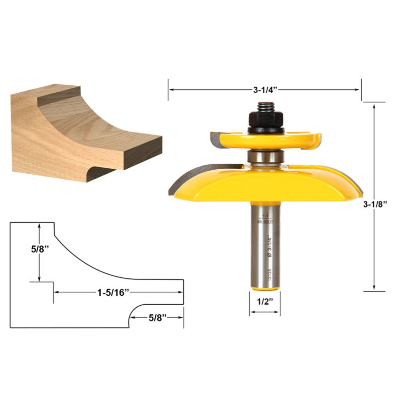 Raised Panel with Backcutter Cove 3 1/4" Diameter Router Bit