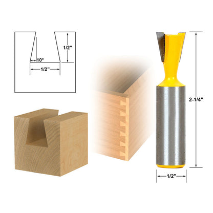 10 Bit 1/2" & 1/4" Shank Router Bit Set