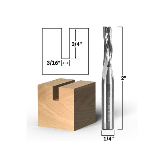 3/16" Dia. 3 Flute Low Helix Upcut Spiral End Mill 1/4" Shank CNC Router Bit