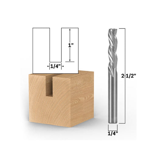 1/4" Diameter 3 Flute Downcut Spiral End Mill 1/4" Shank CNC Router Bit