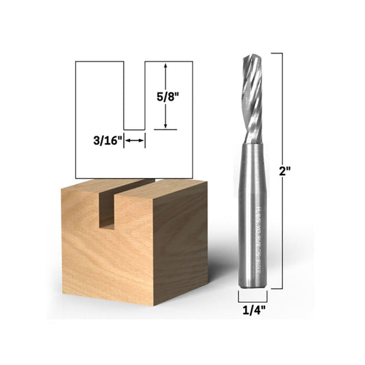 3/16" Diameter O Flute Upcut Spiral End Mill 1/4" Shank CNC Router Bit