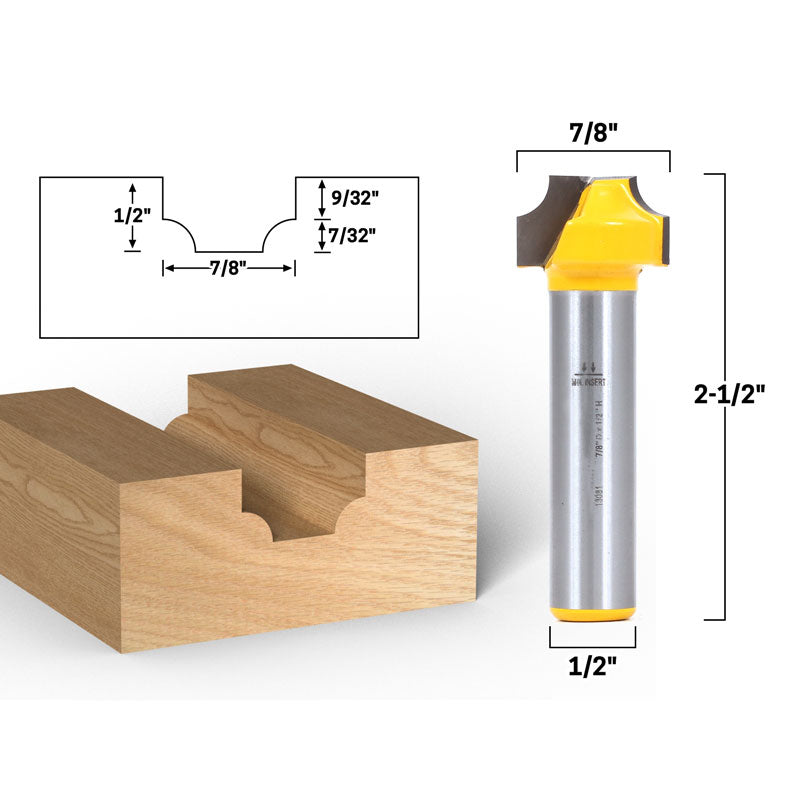 7/32" Radius Round Over Groove 1/2" Shank Router Bit