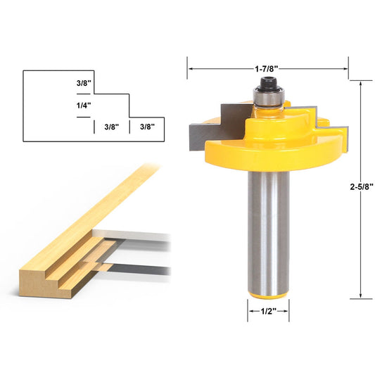 Stepped Rabbet Picture Frame Router Bit For 1/4" Glass