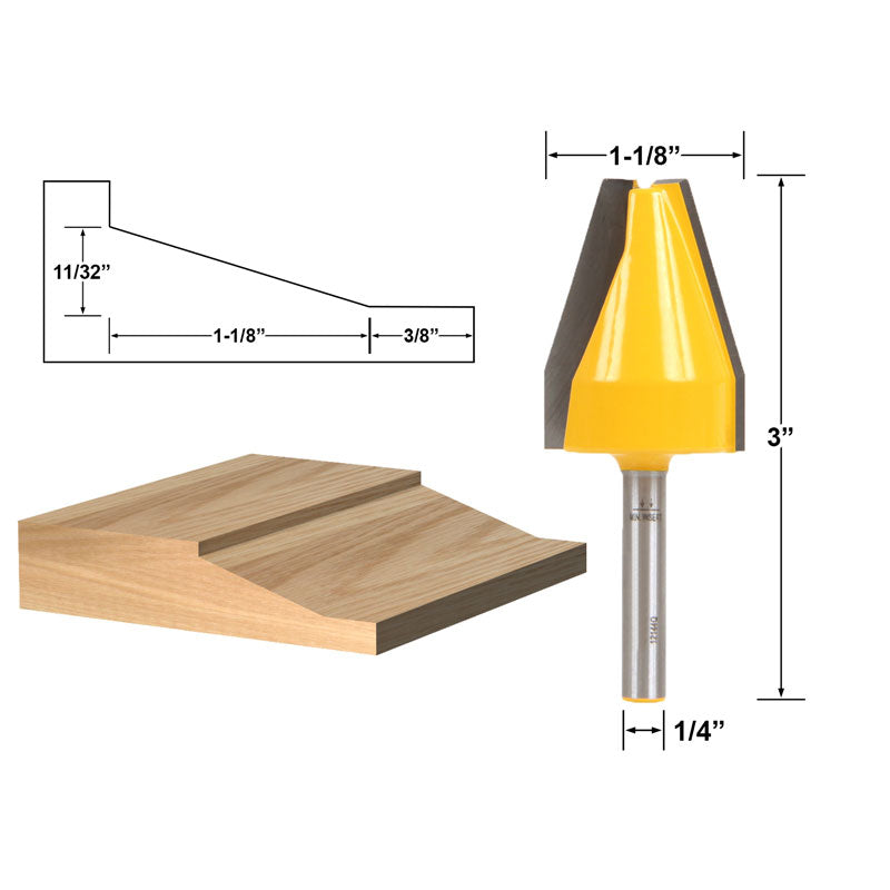 Panel Raiser Vertical Bevel Design 1/4" Shank Router Bit