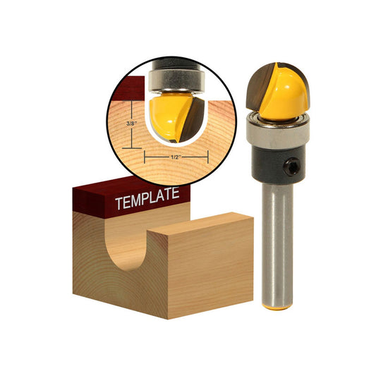 Round Nose with Shank Bearing 1/2" W x 3/8" H Router Bit