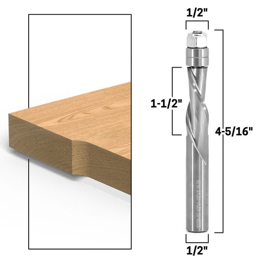 1/2" Down Cut Flush Trim Solid Carbide Spiral 1/2" Shank Router Bit