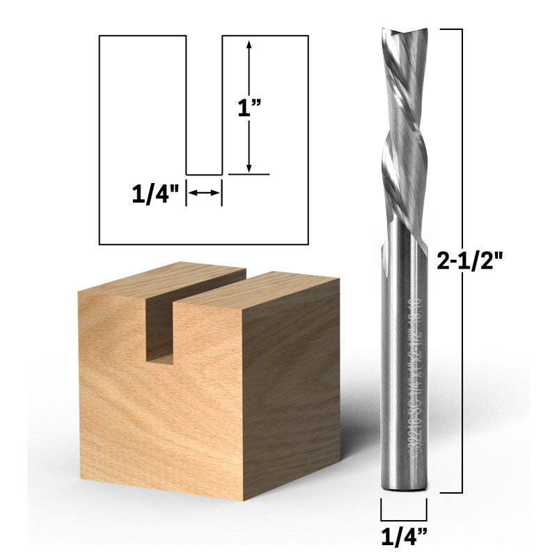 1/4" Dia. 2 Flute Downcut Spiral End Mill 1/4" Shank CNC Router Bit