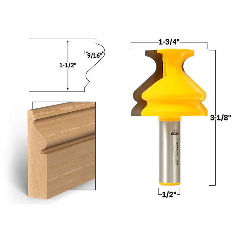 1 1/2" Base Cap Molding 1/2" Shank Router Bit