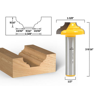 Classical Ogee Groove 1 3/8" Diameter 1/2" Shank Router Bit