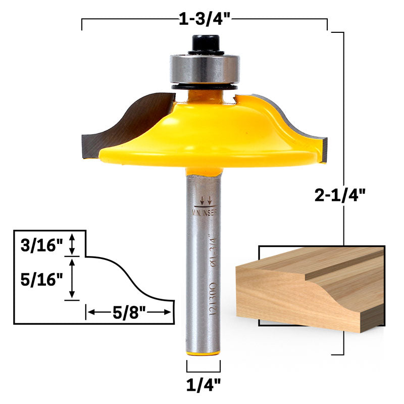 1 3/4" Diameter Raised Panel 1/4" Shank Router Bit