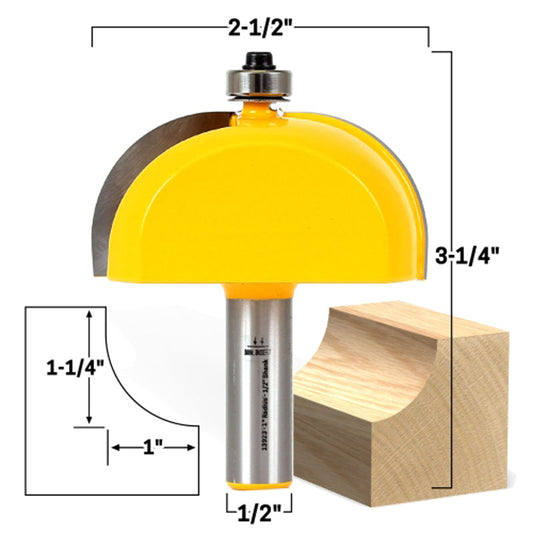 1" Radius Cove Edge Forming 1/2" Shank Router Bit