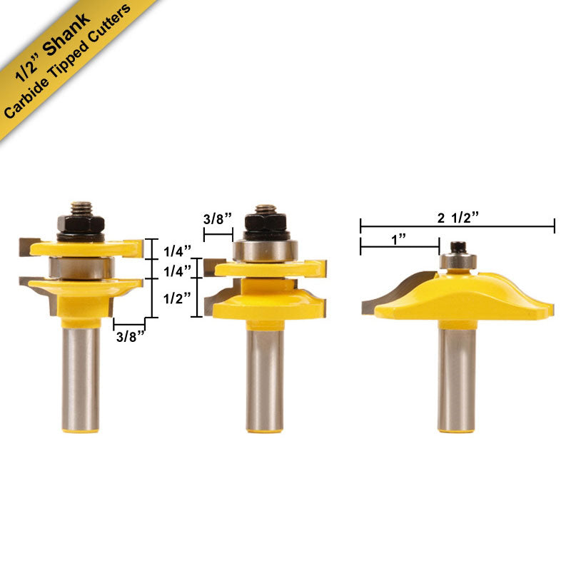 Ogee 3 Bit Raised Panel Cabinet Door 1/2" Shank Router Bit Set