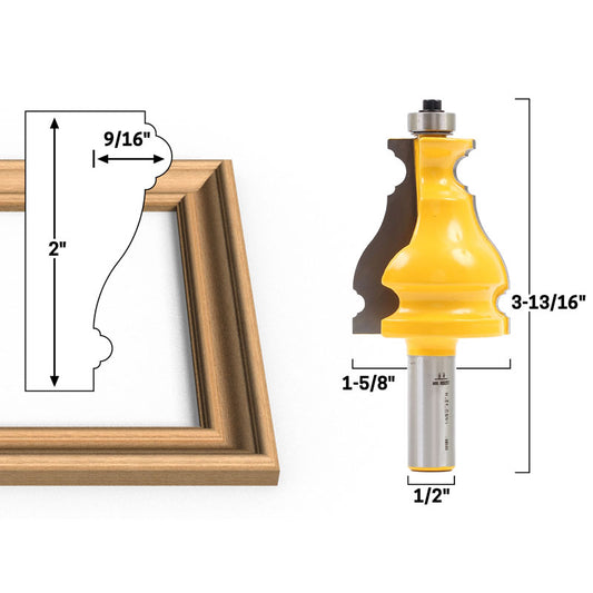 Medium Elegant Picture Frame Molding 1/2" Shank Router Bit