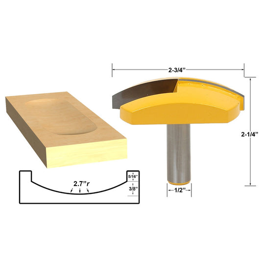 2.7" Radius Horizontal Crown 1/2" Shank Router Bit