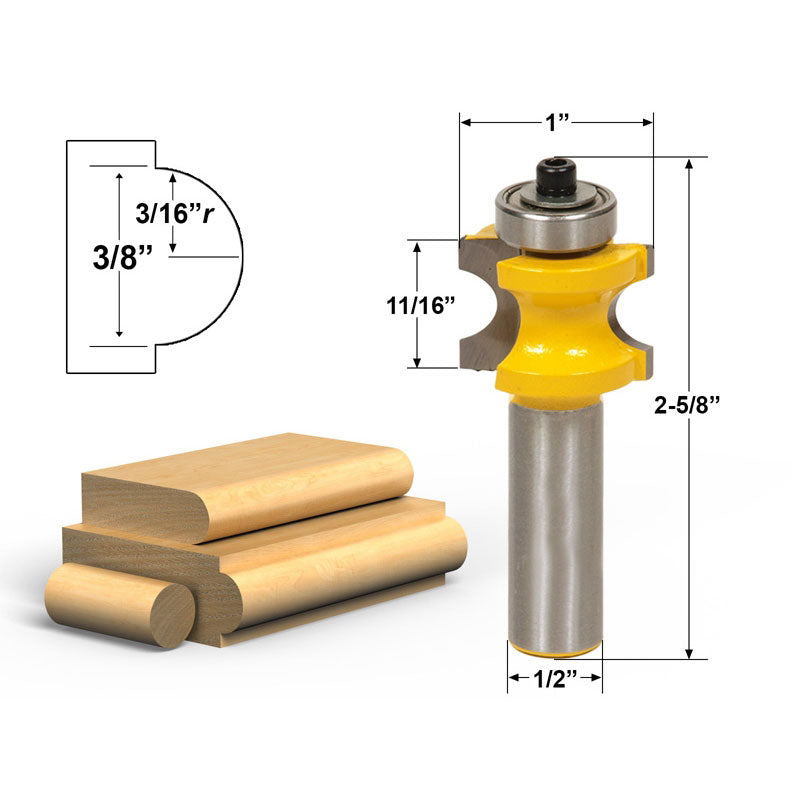 Bullnose 3/16"r 3/8" Bead 1/2" Shank Router Bit