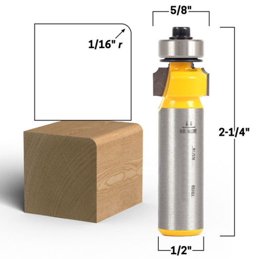 1/16" Radius Round Over Edge Forming 1/2" Shank Router Bit