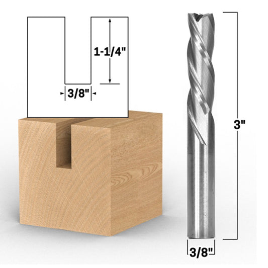 3/8" Dia. 3 Flute Downcut Spiral End Mill 3/8" Shank CNC Router Bit