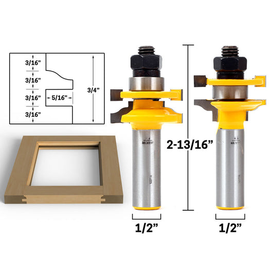 Ogee 2 Bit Junior Rail and Stile 1/2" Shank Router Bit Set