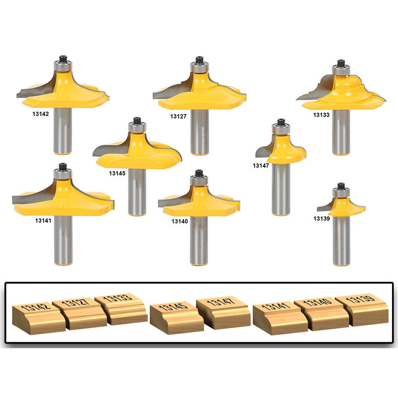 8 Bit Table Edge 1/2" Shank Router Bit Set