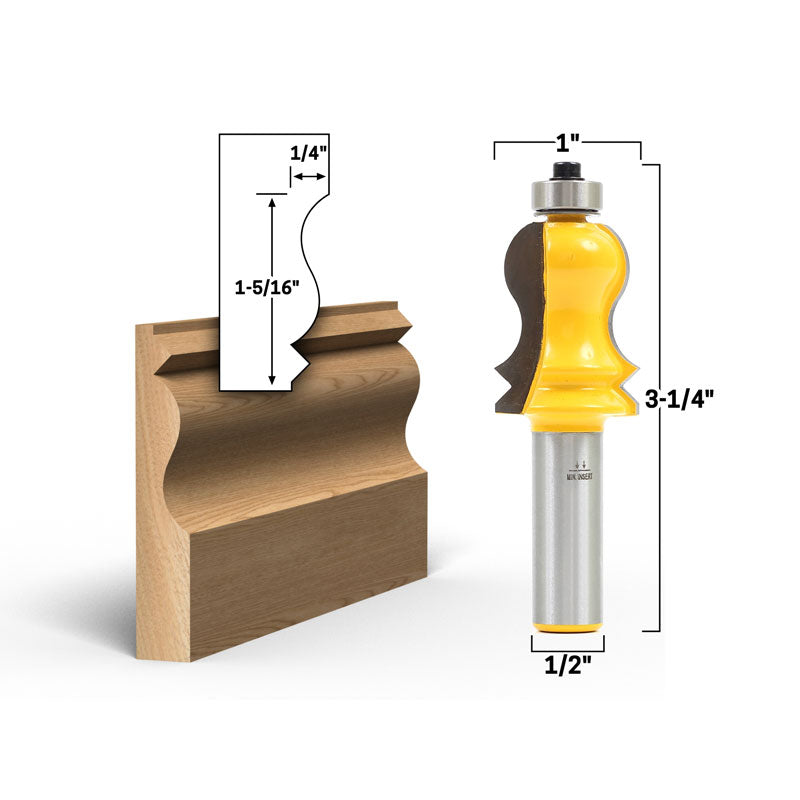 Elaborate 2 Bit Crown Cap Molding 1/2" Shank Router Bit Set