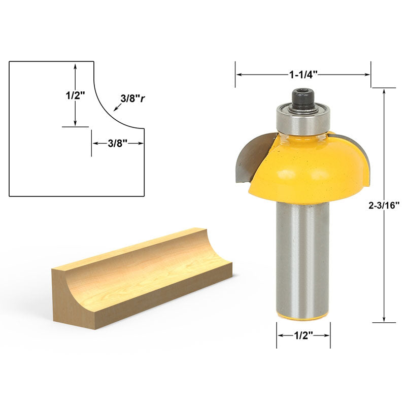 Cove Edging and Molding 3/8" Radius 1/2" Shank Router Bit