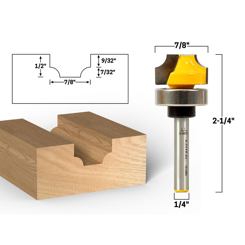 7/32" Radius Round Over Groove 1/4" Shank Router Bit