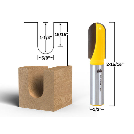 5/8" Diameter Core Box 1/2" Shank Router Bit